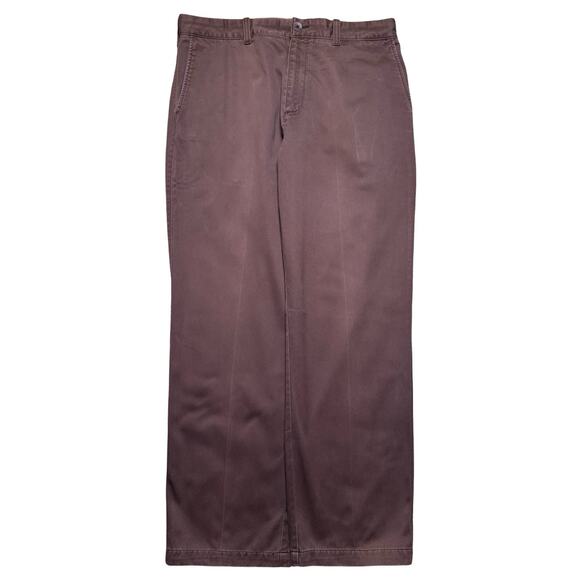 Savane Dress Pants Brown Chino Flat Front Cotton Slacks Business Fade 36x30 - Picture 1 of 6
